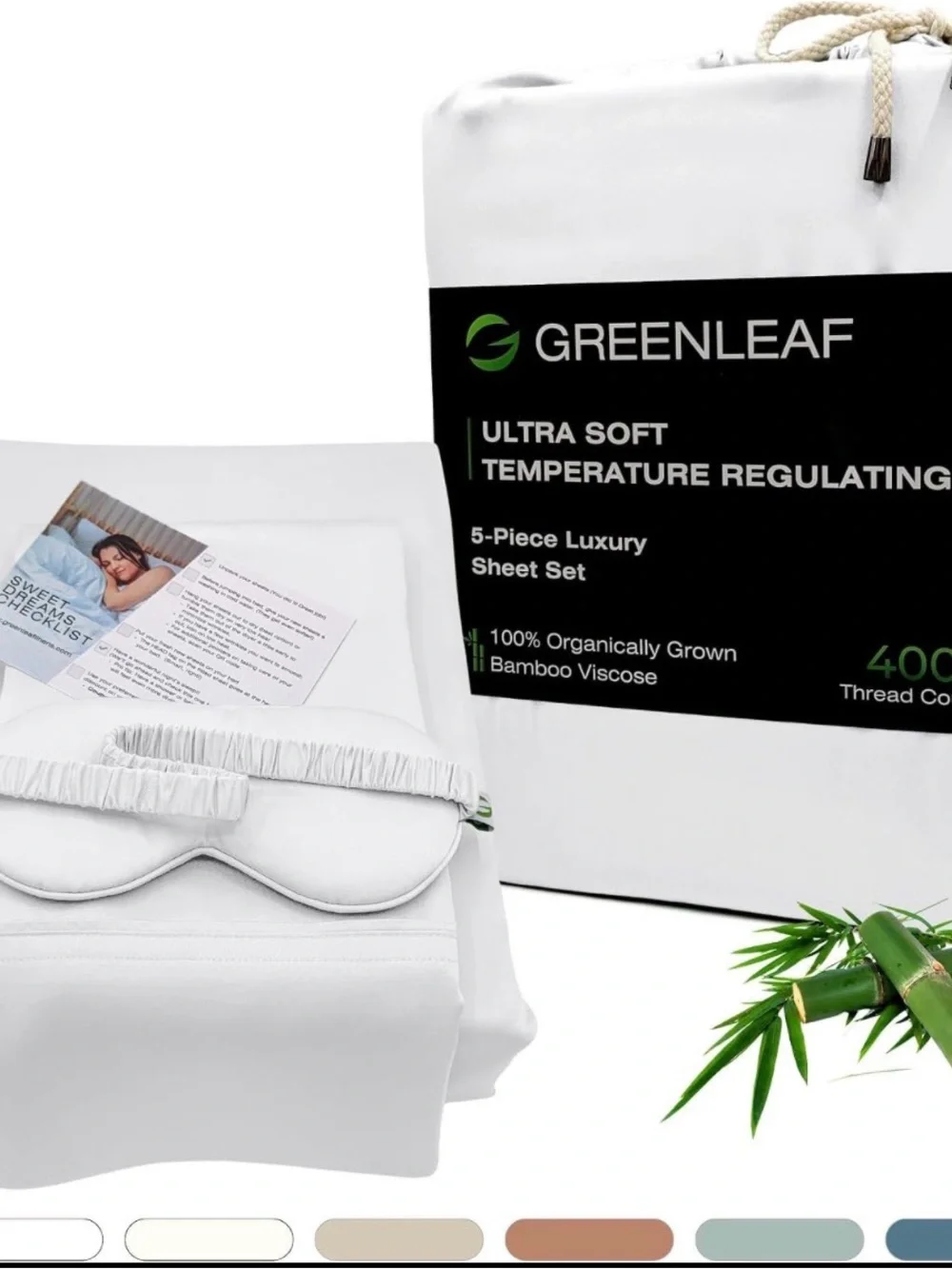 GREENLEAF Ultra Soft Temperature Regulating 5-Piece Sheet Set - White